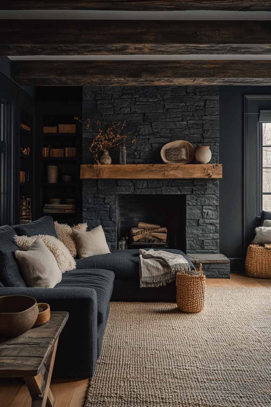 dark cottagecore living room