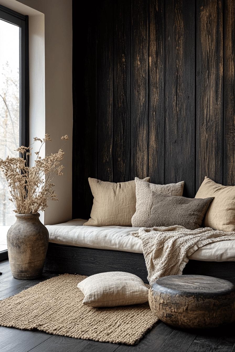 dark cottagecore living room