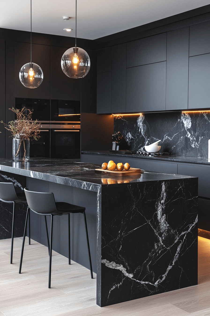 black marble countertops