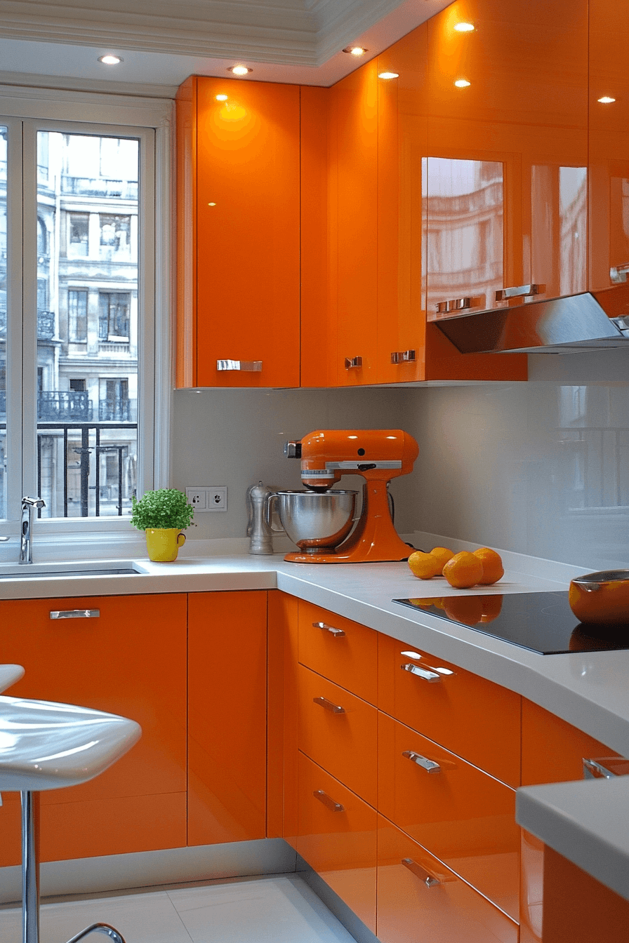 orange kitchen cabinets
