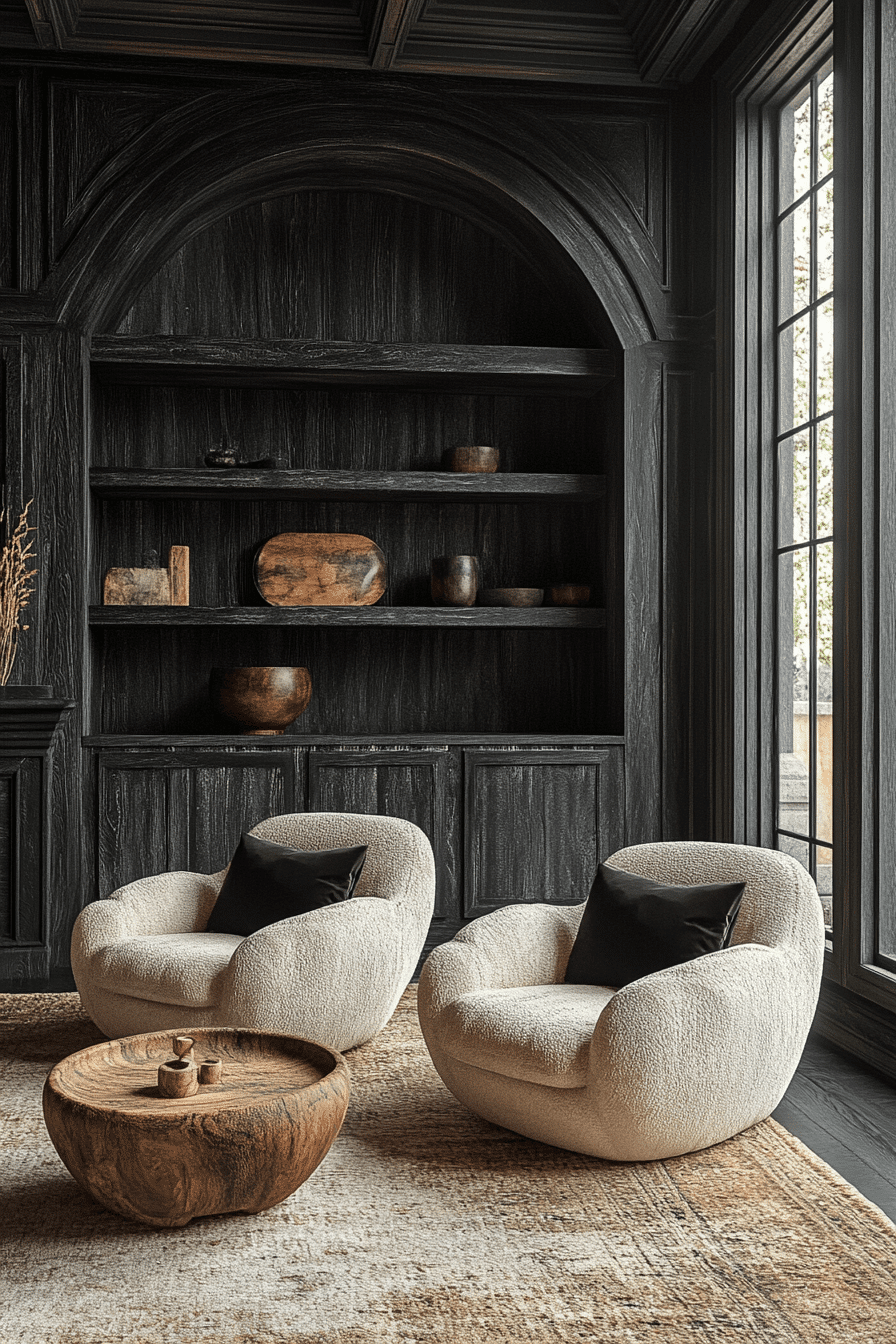 dark cottagecore living room