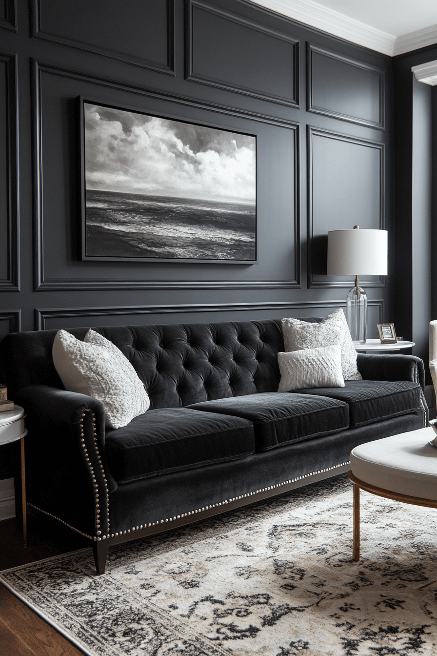 dark couch living room