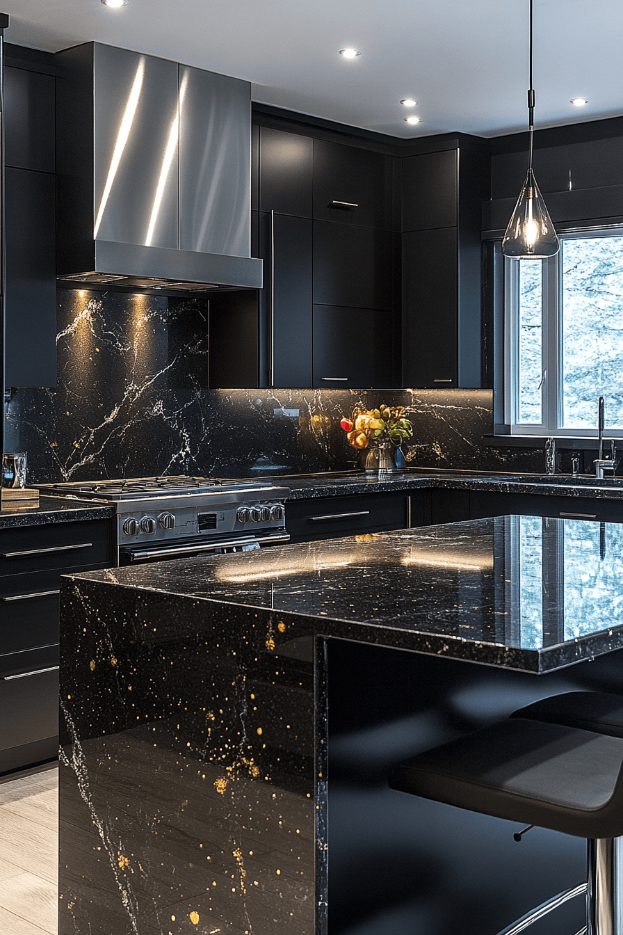 black marble countertops
