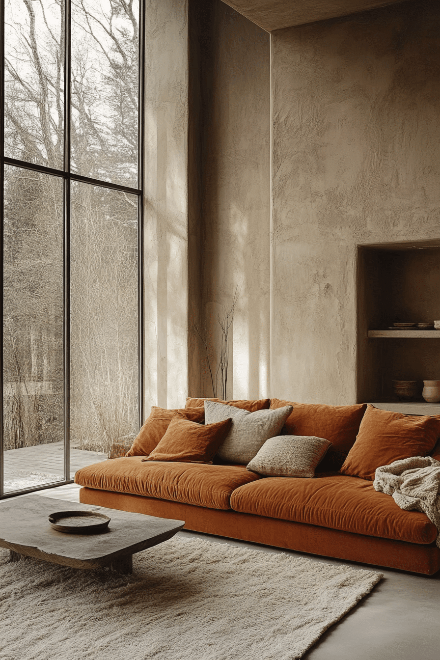 rust couch living room ideas