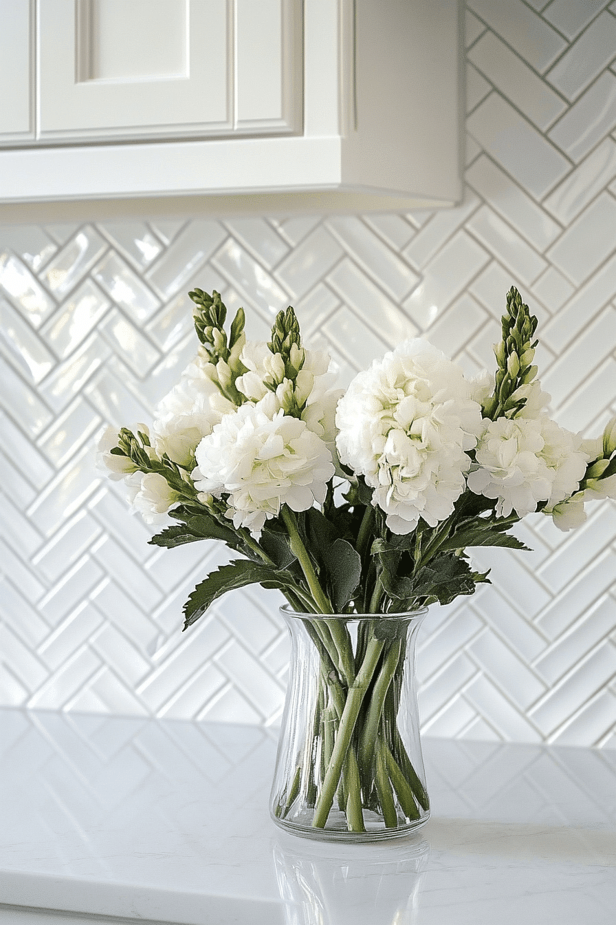 white backsplash kitchen