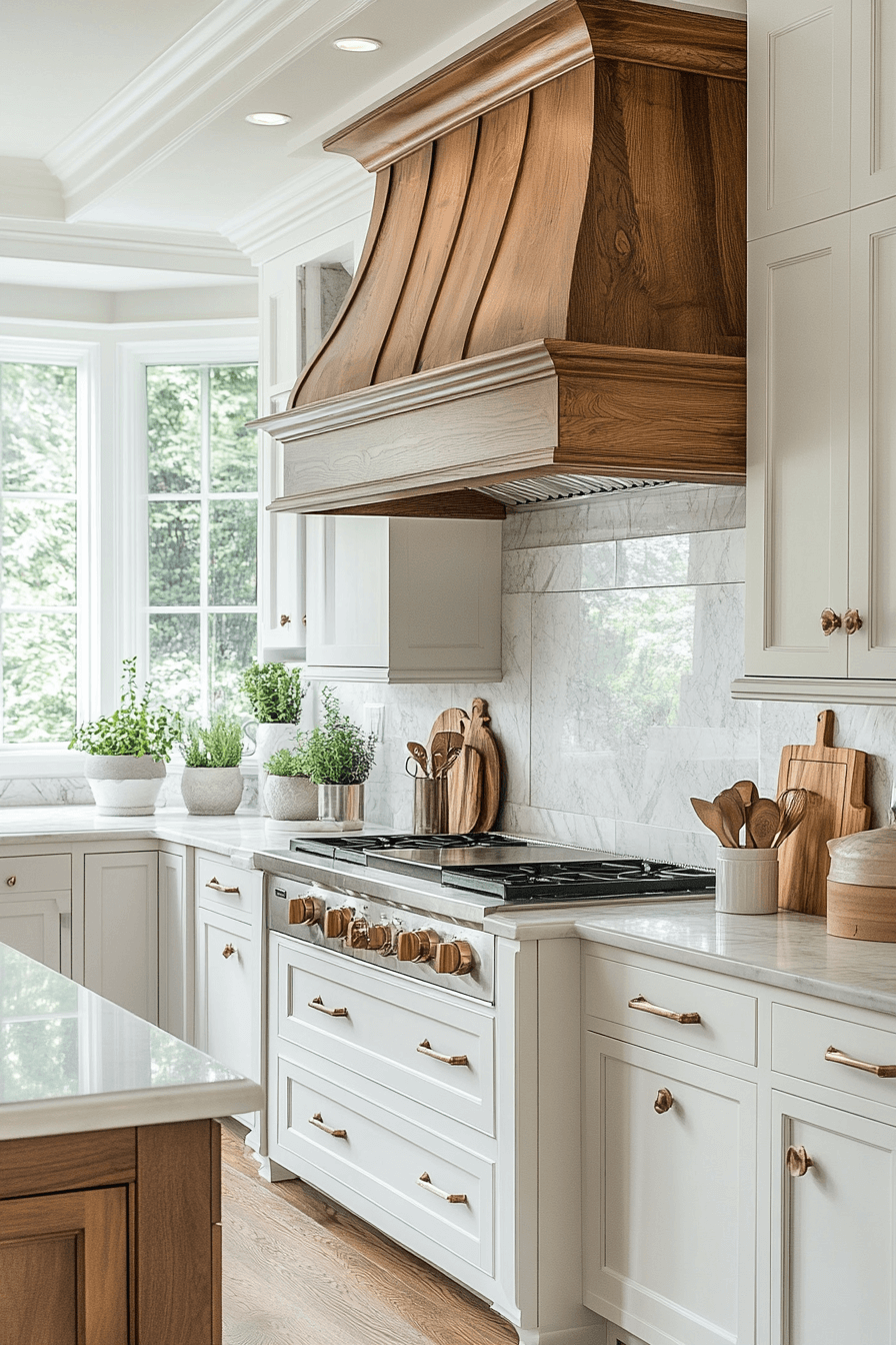 white and wood kitchen cabinets