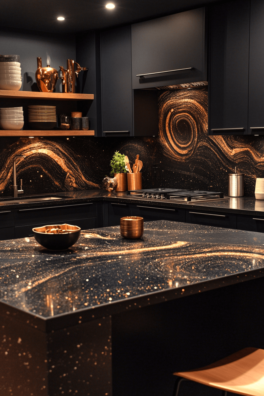 black marble countertops