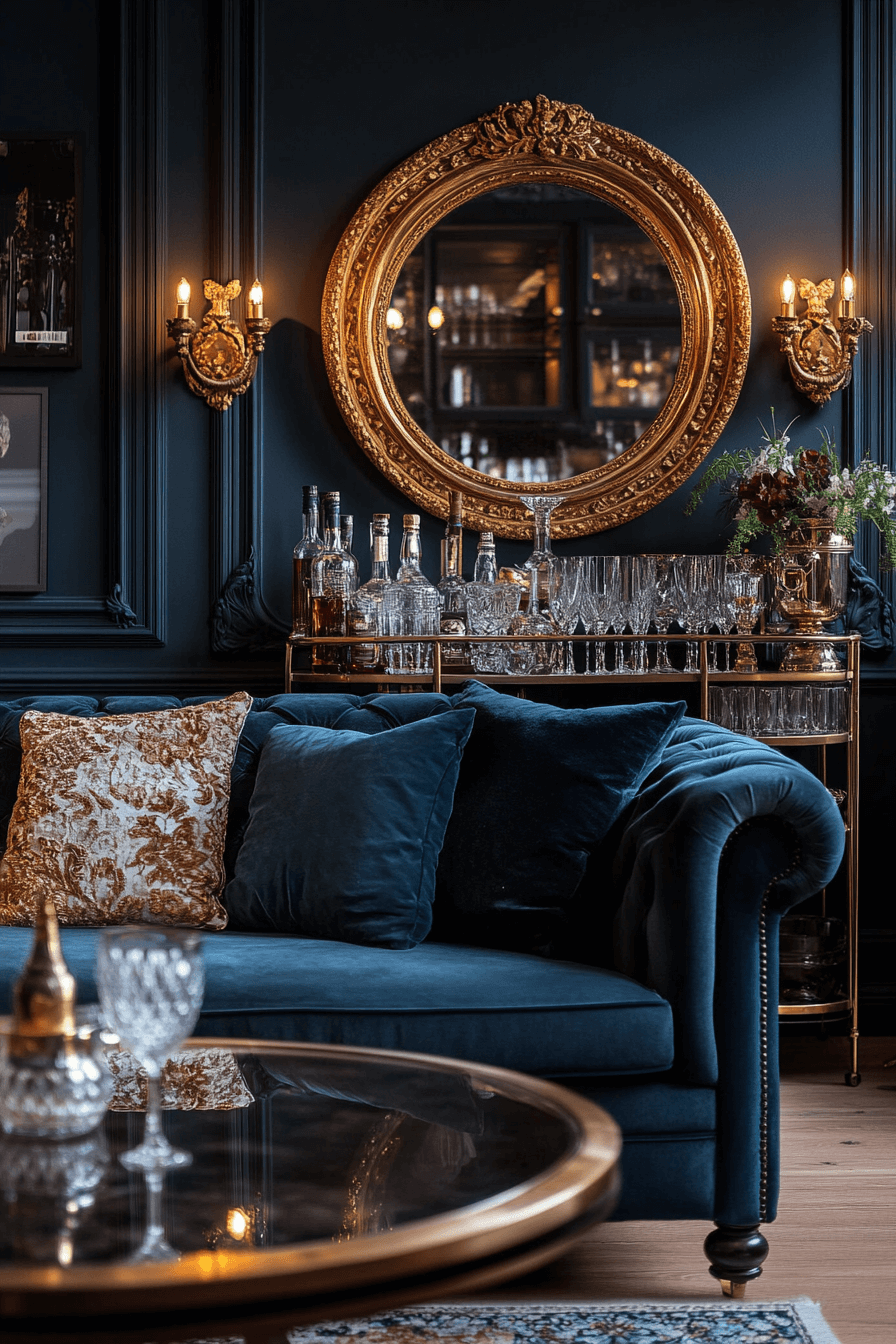 dark couch living room