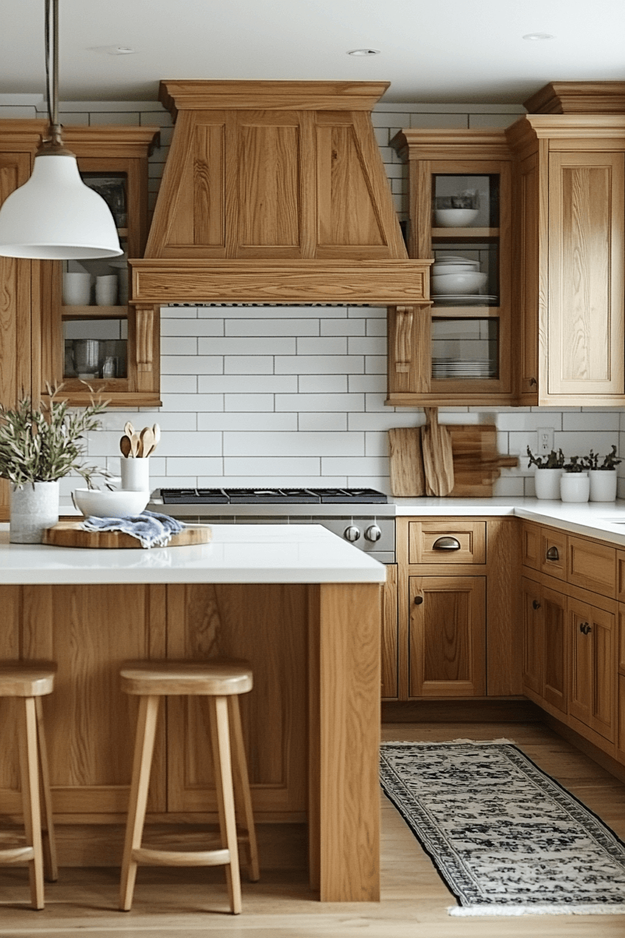 29 Oak Cabinets With White Countertops That Bring Natural Warmth And ...