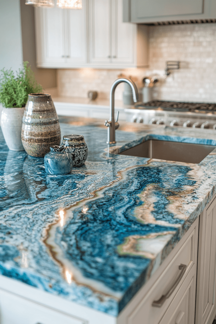 blue granite countertops