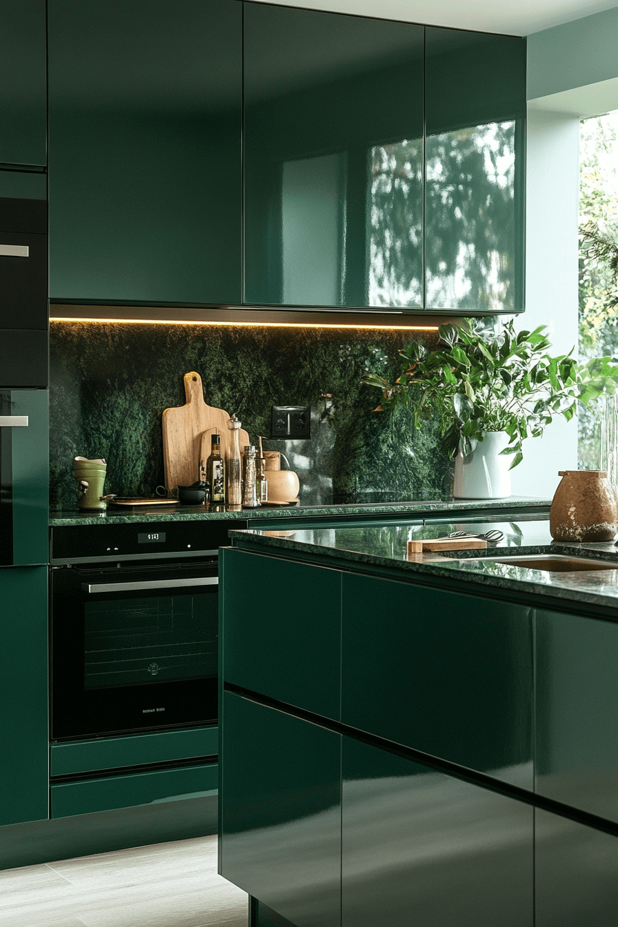 emerald green kitchen cabinets