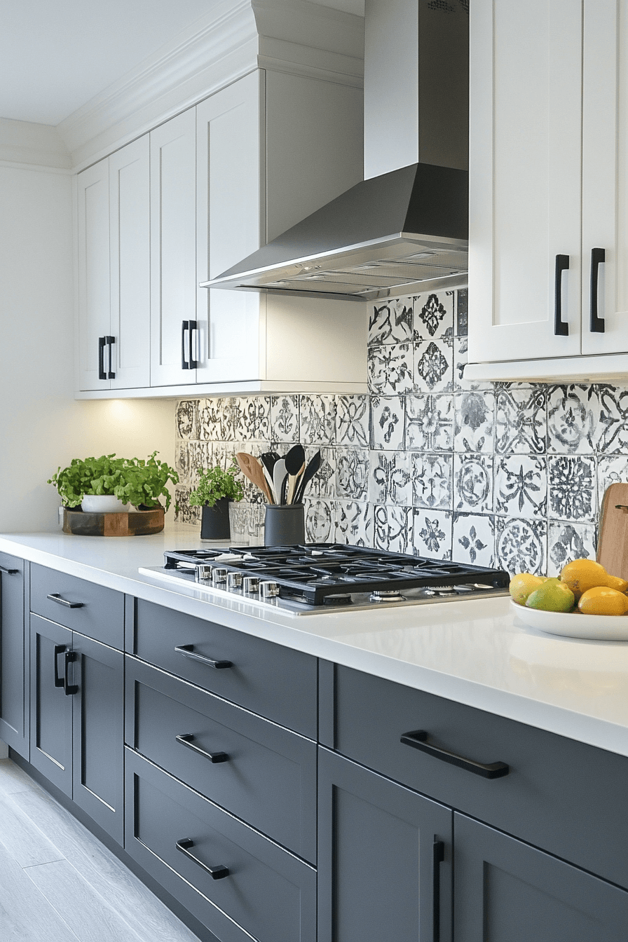 grey and white kitchen cabinets