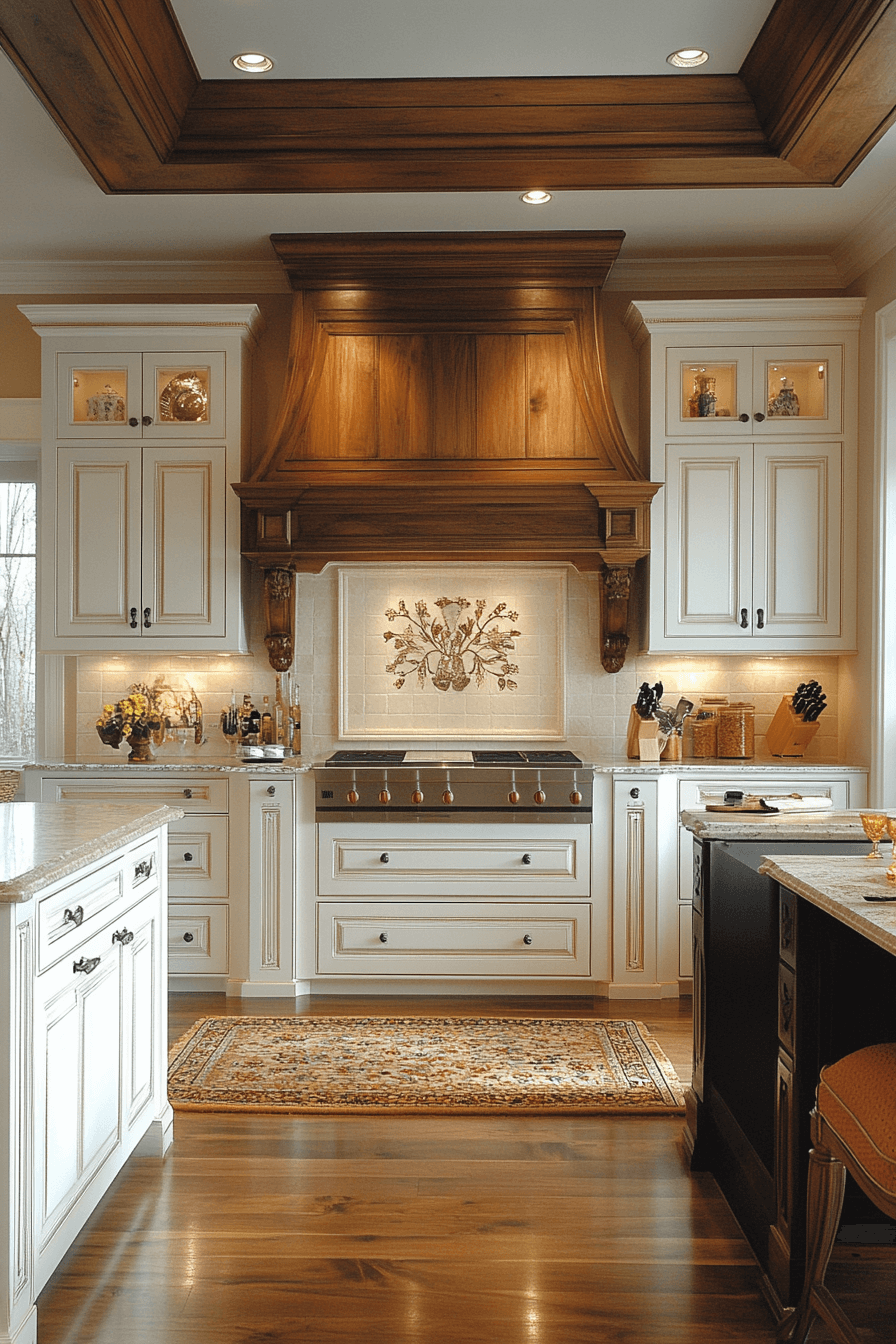 white and wood kitchen cabinets