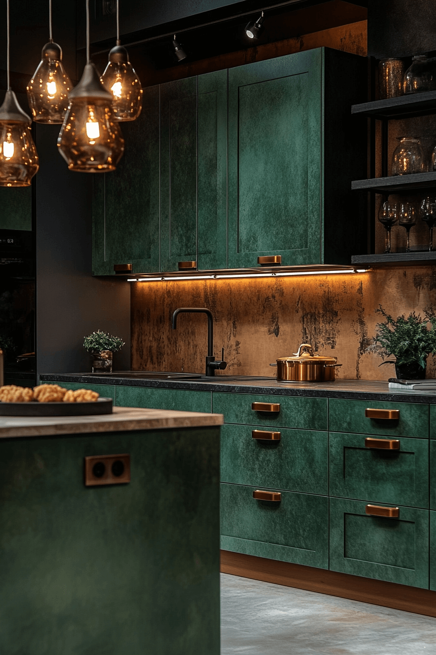 emerald green kitchen cabinets