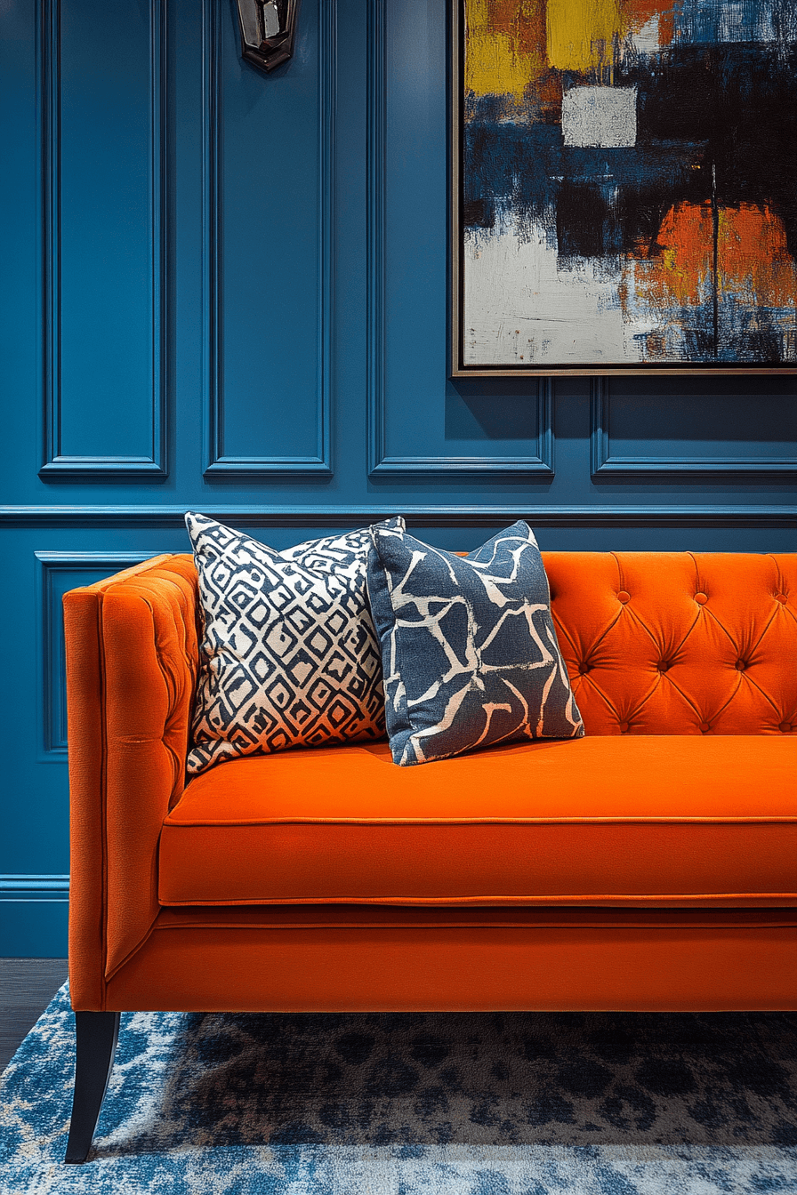 orange couch living room