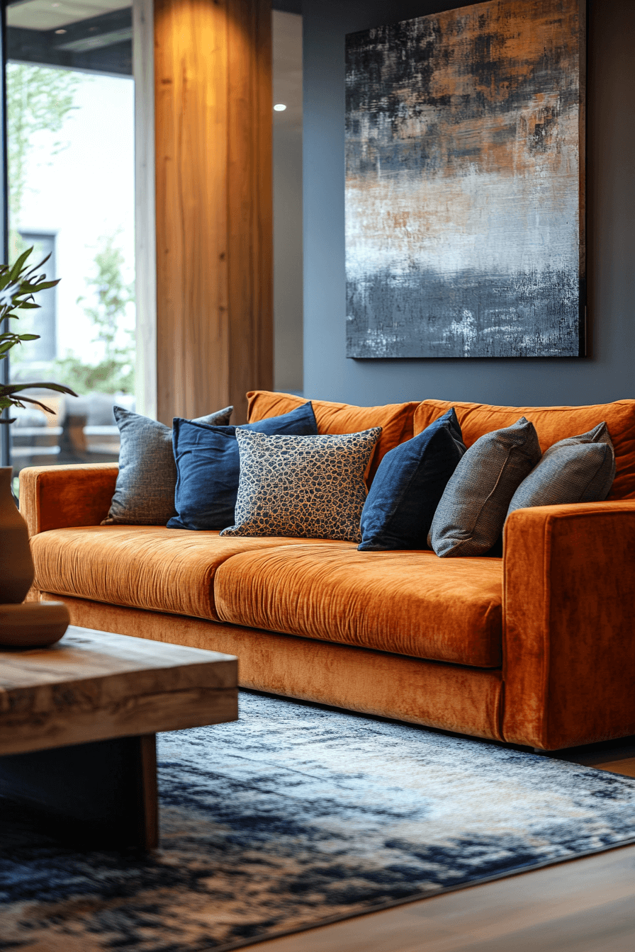 rust couch living room ideas
