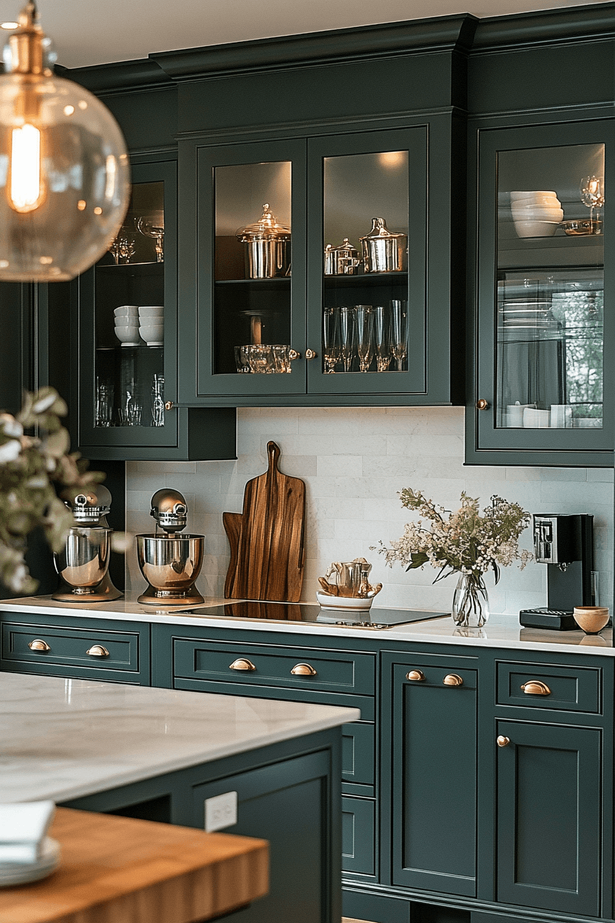 emerald green kitchen cabinets