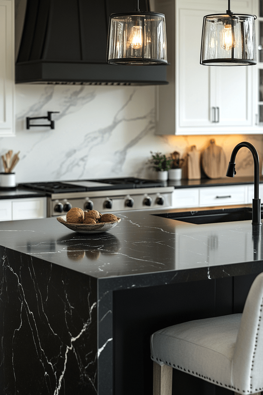black marble countertops