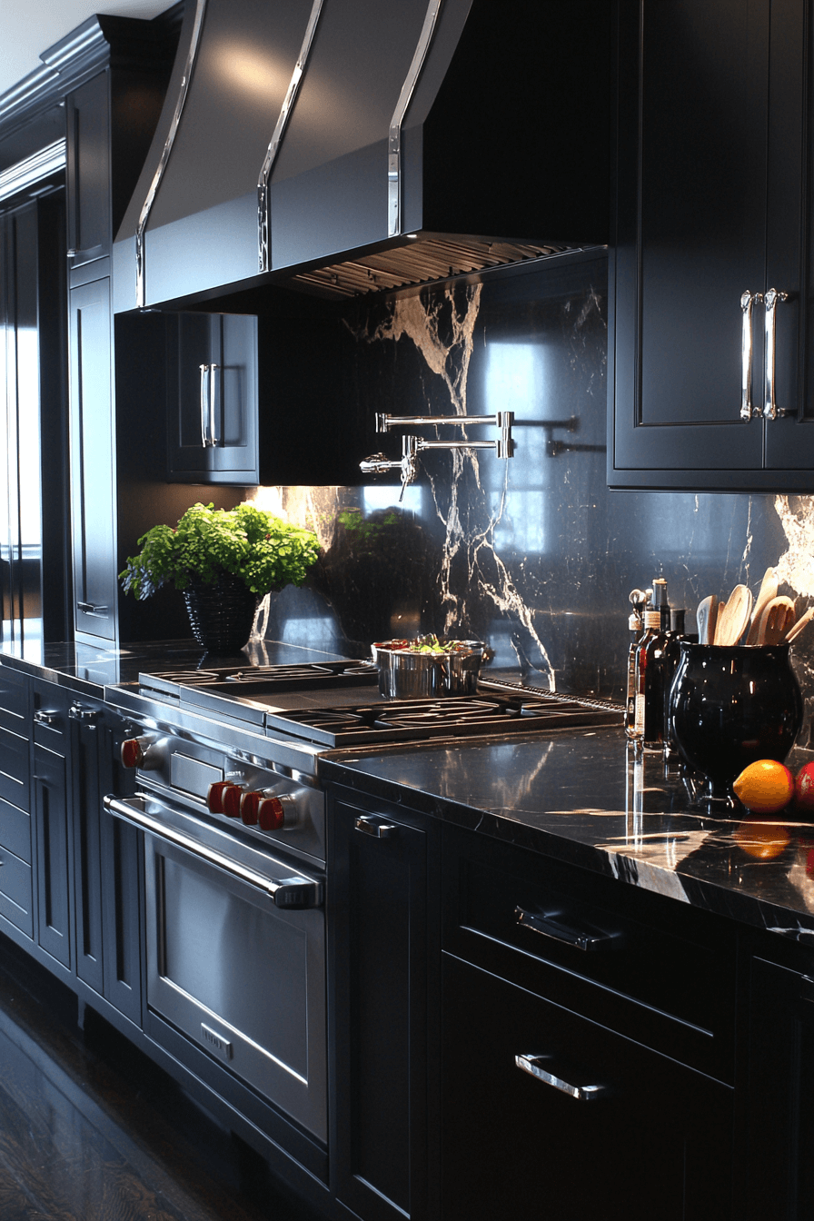 black marble countertops