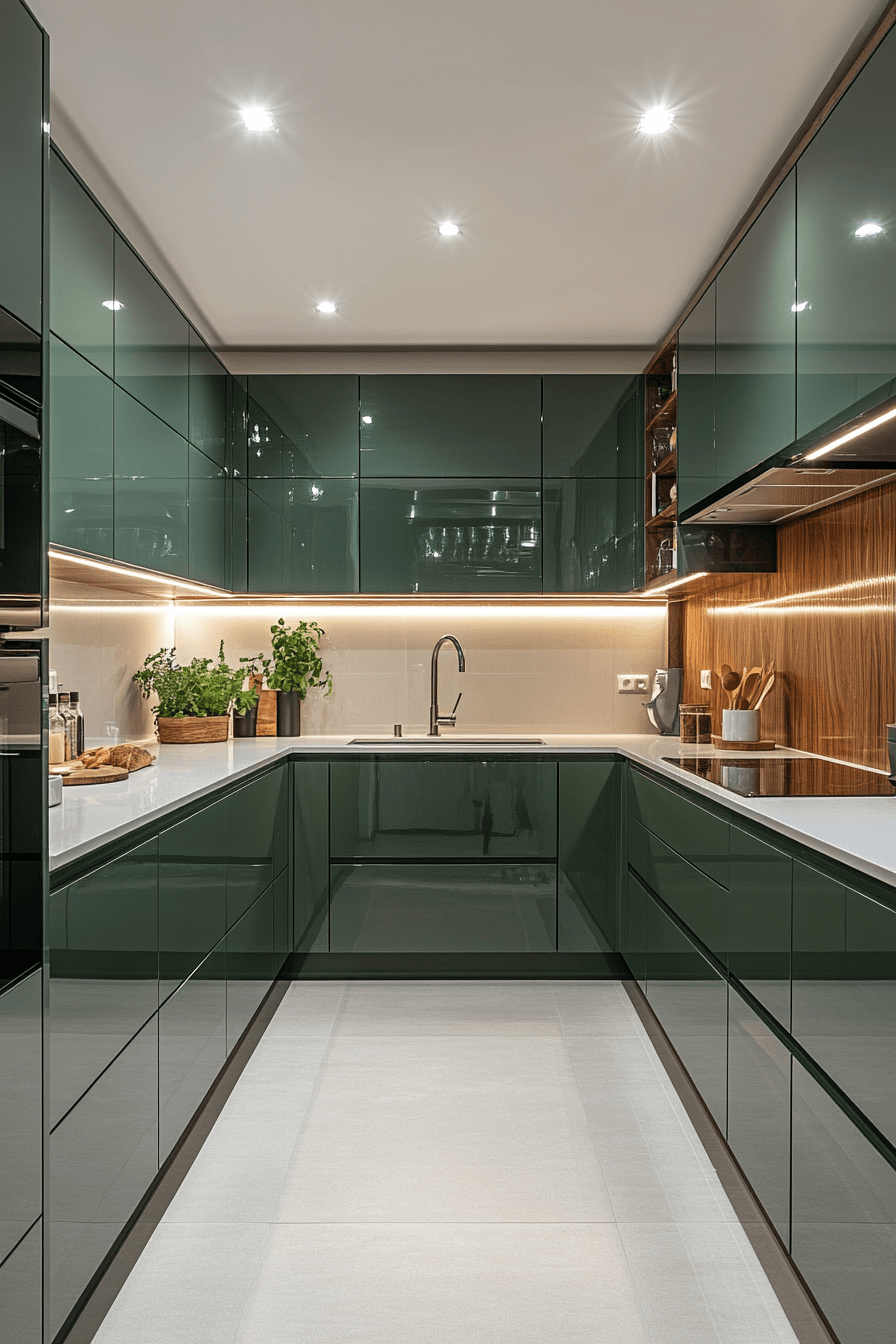 pewter green kitchen cabinets