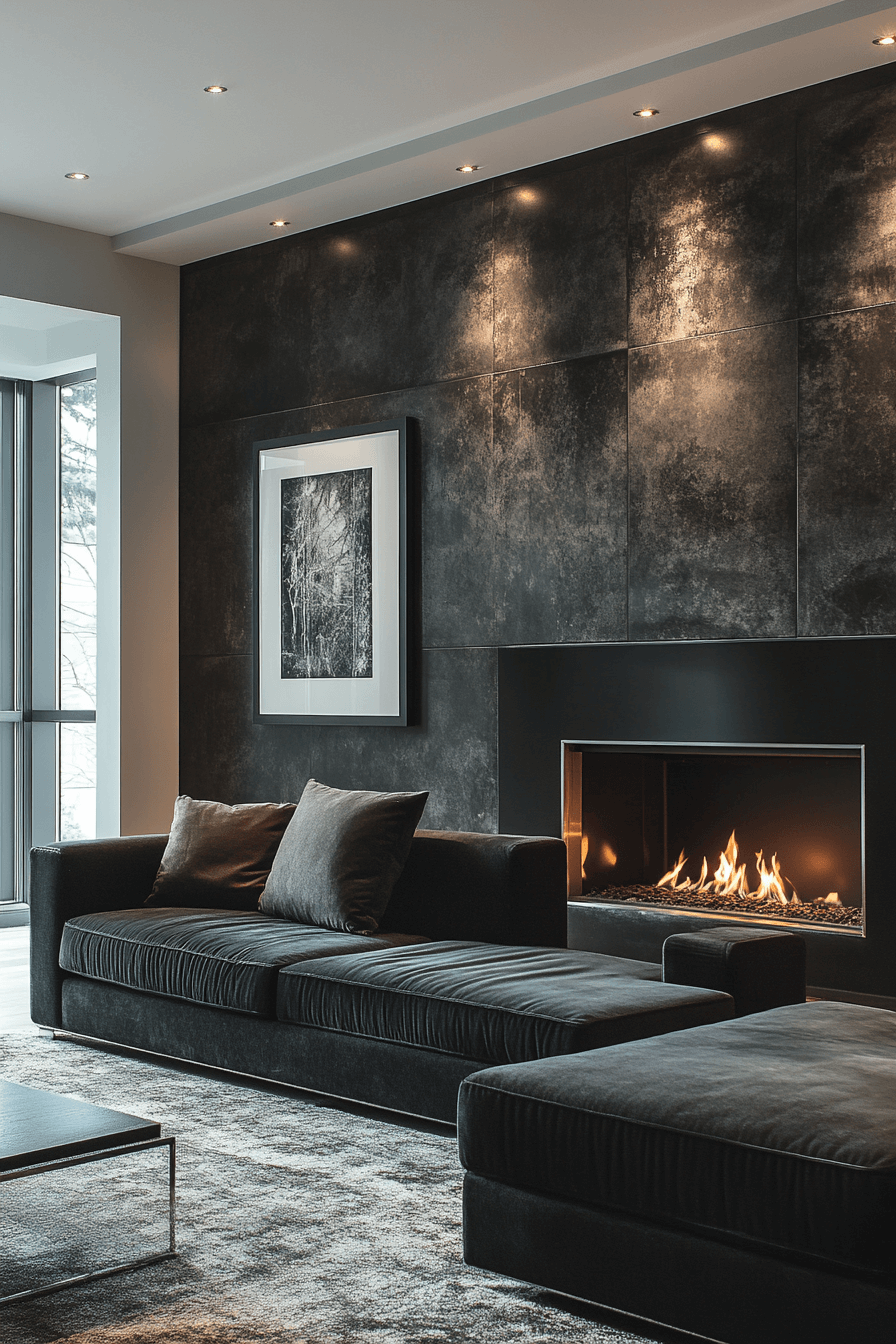 dark couch living room