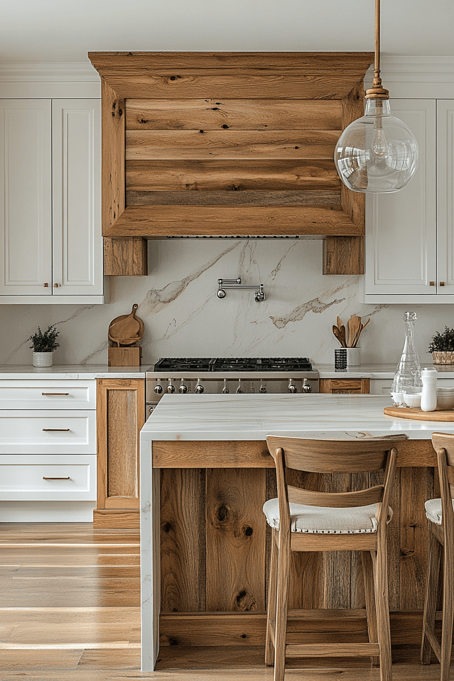 white and wood kitchen cabinets