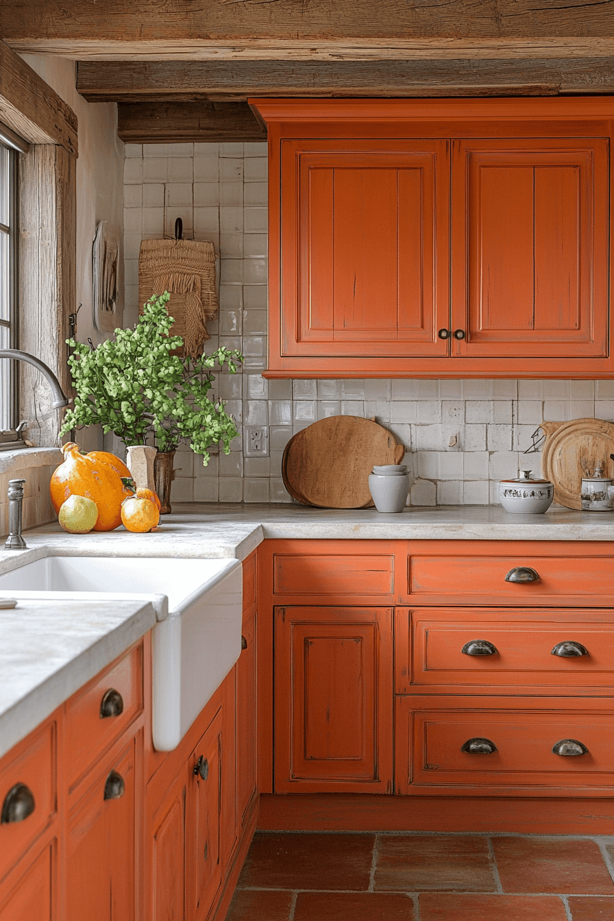 orange kitchen cabinets