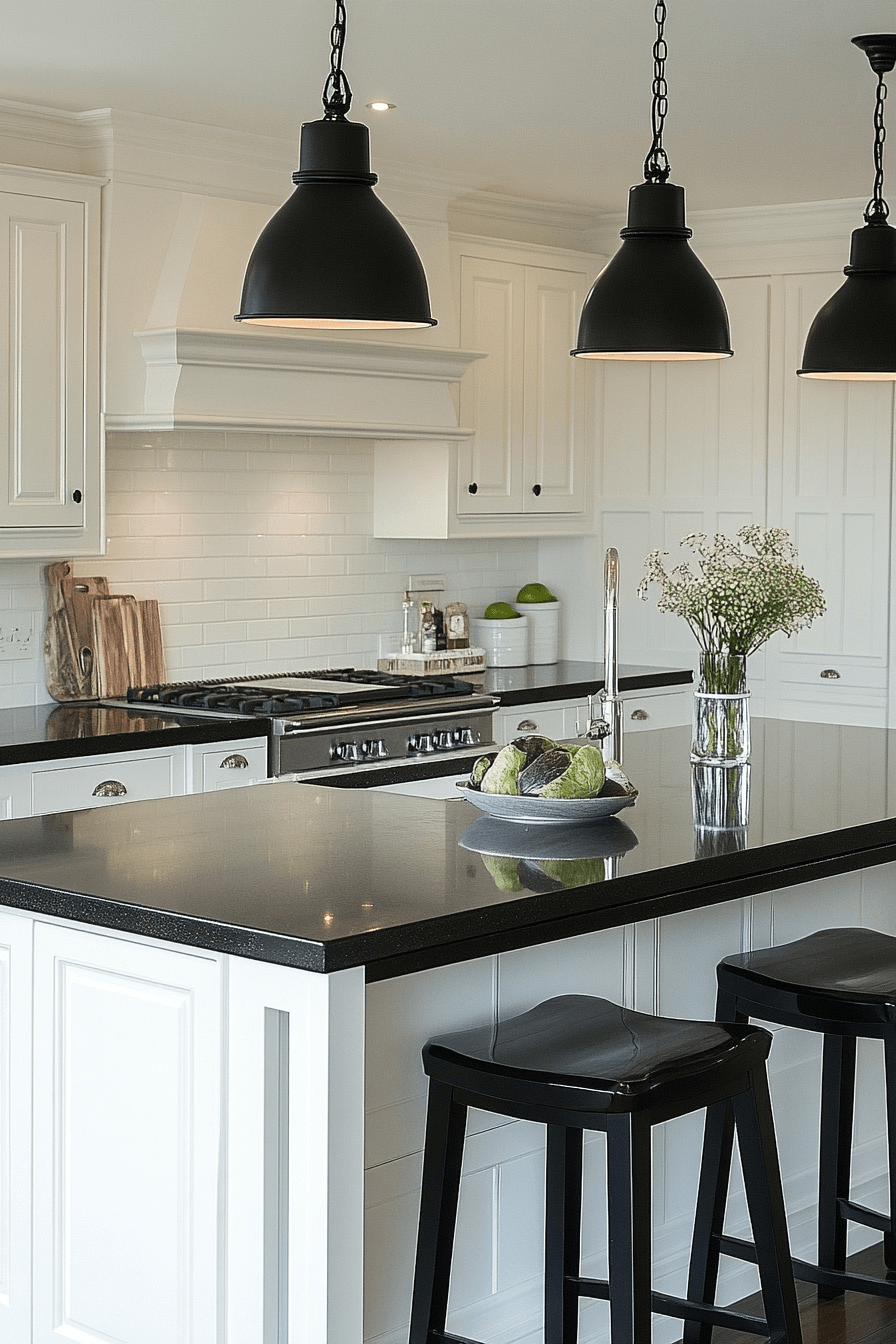 29 White Cabinets With Black Countertops That Bring Bold Contrast And ...