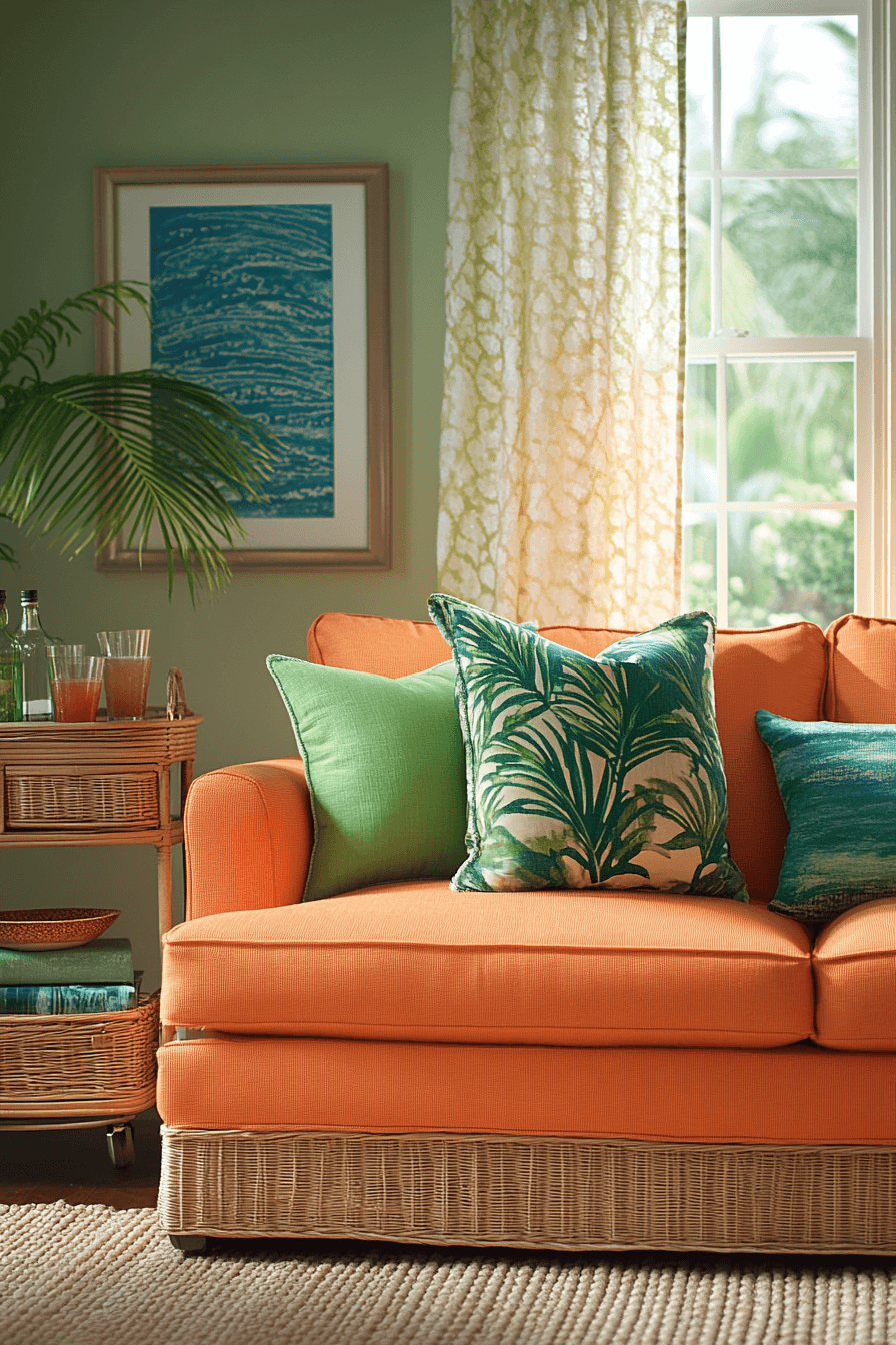 orange couch living room