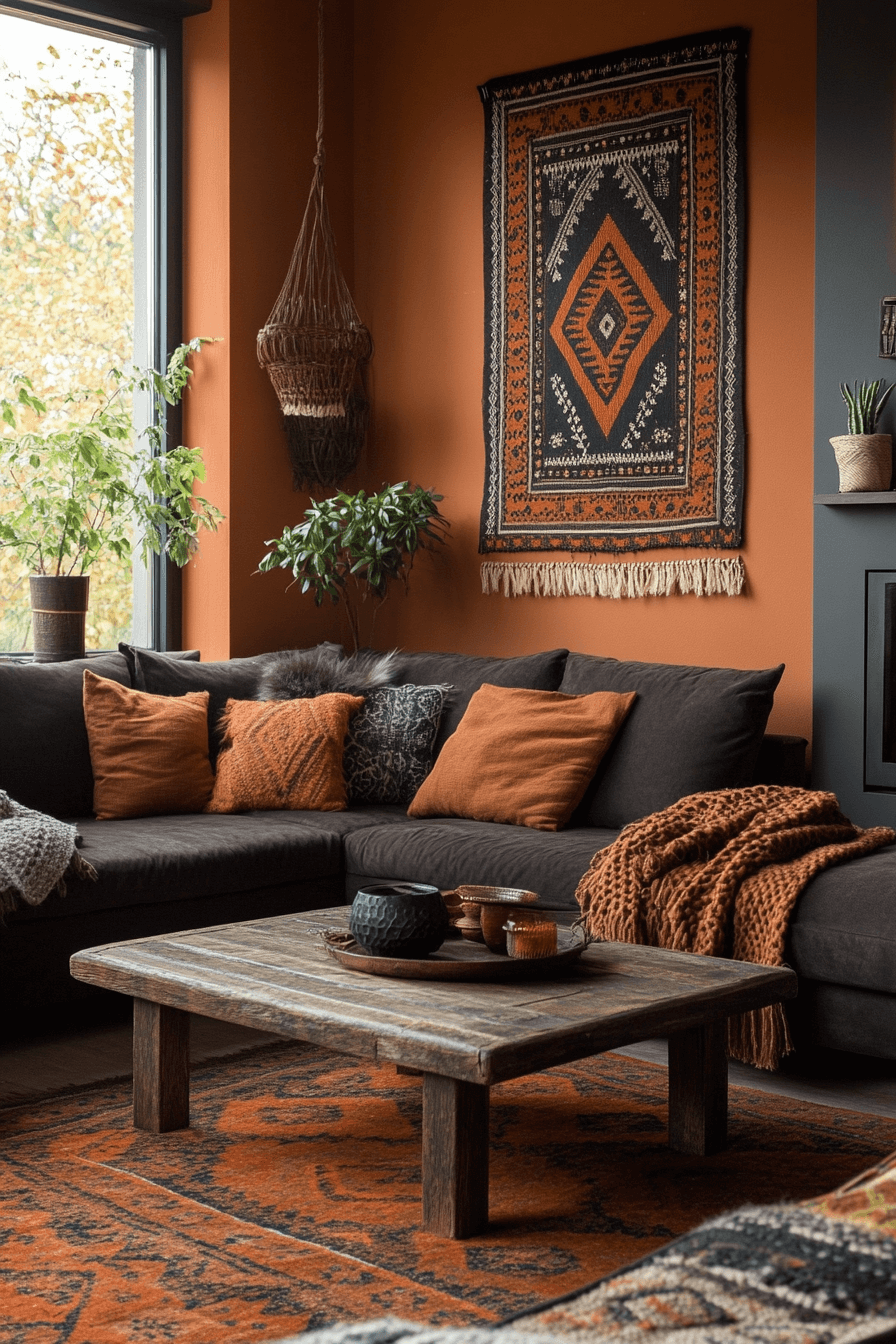 dark couch living room