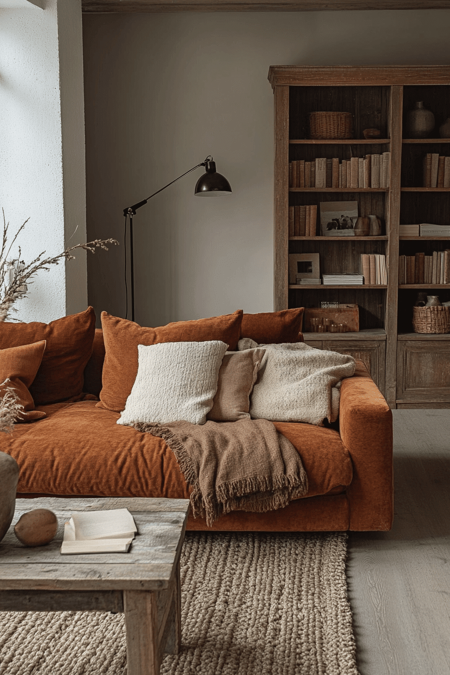 rust couch living room ideas