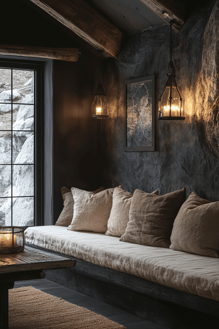 dark cottagecore living room