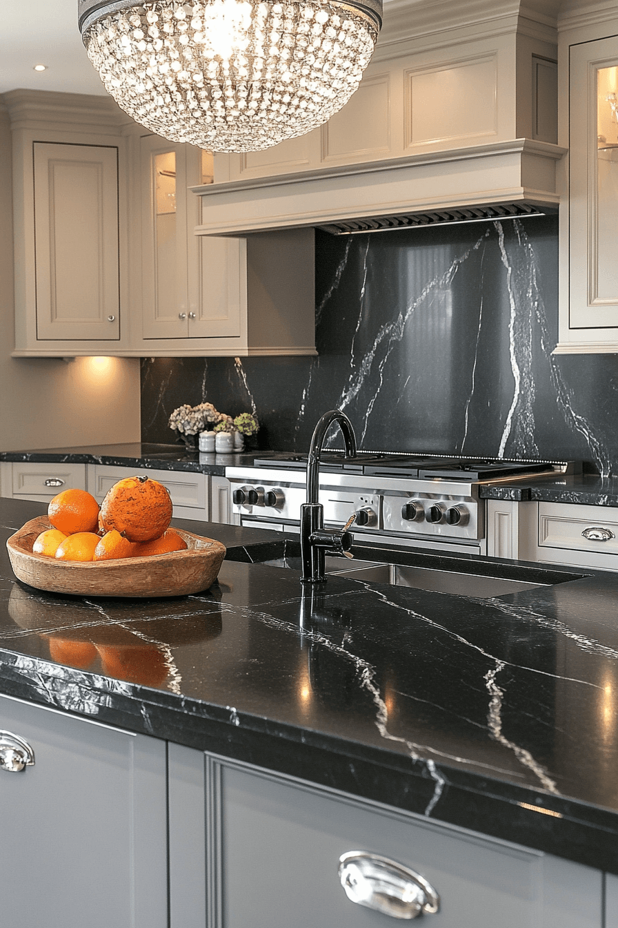 black marble countertops