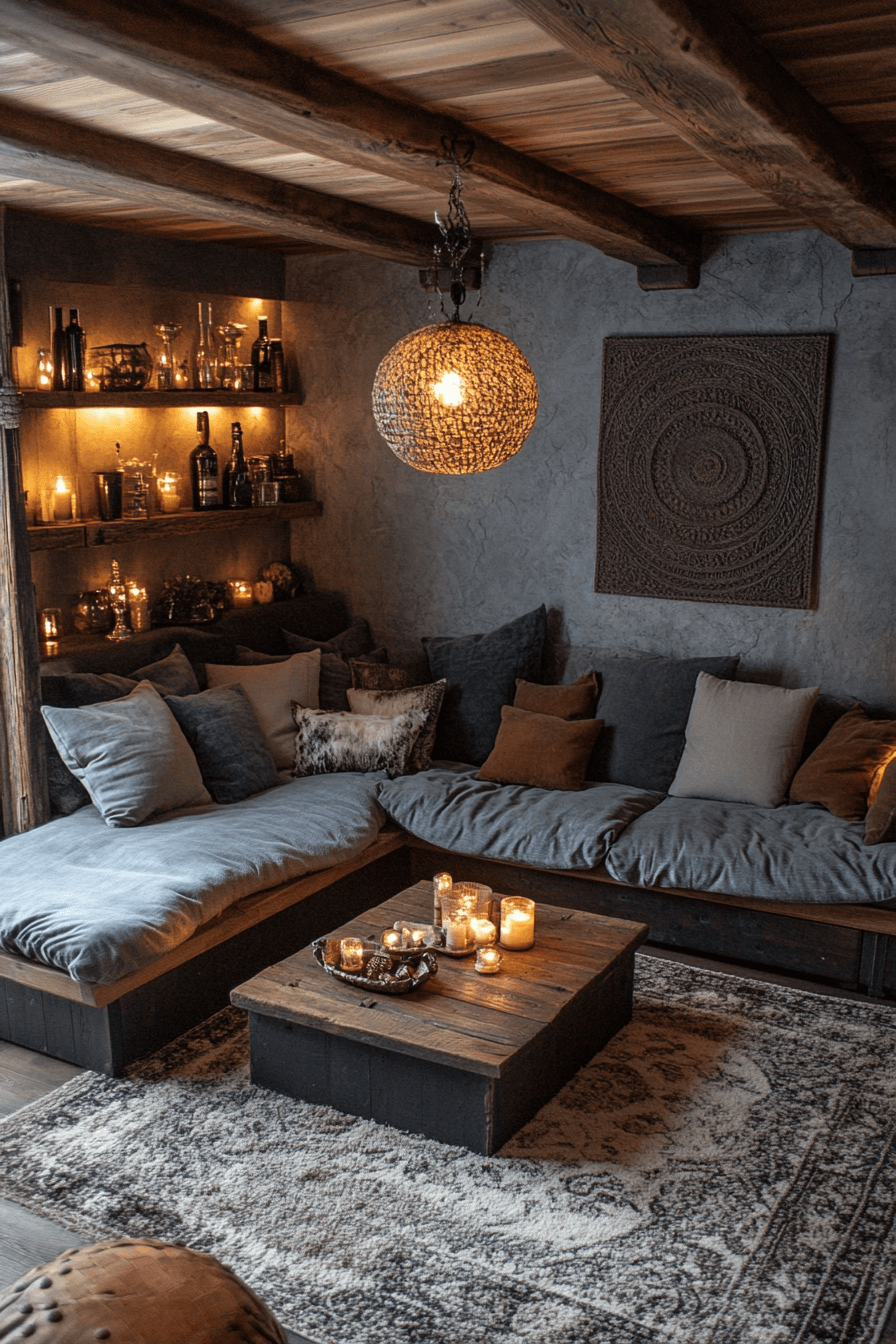 dark cottagecore living room