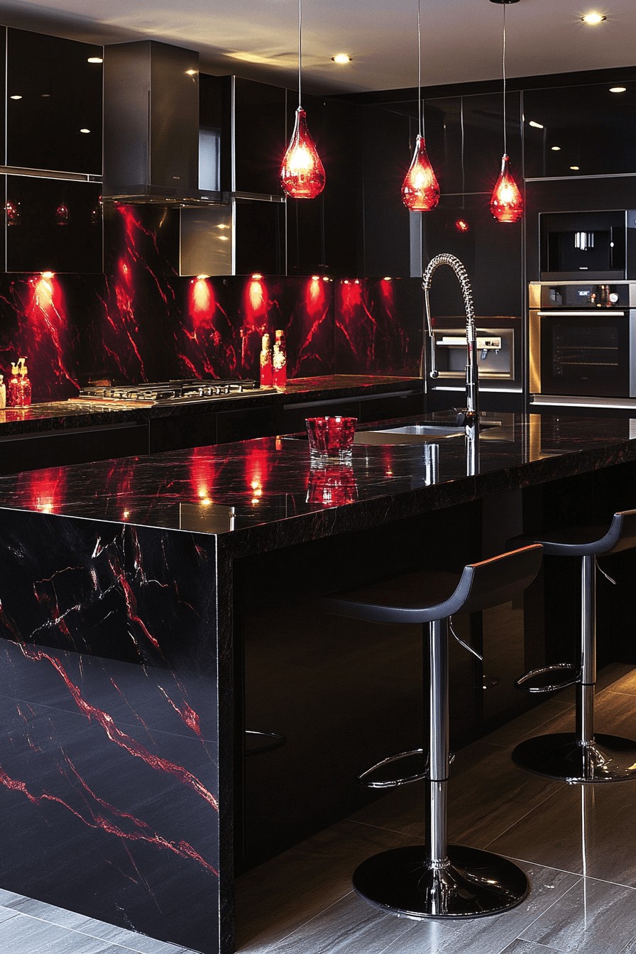 black marble countertops