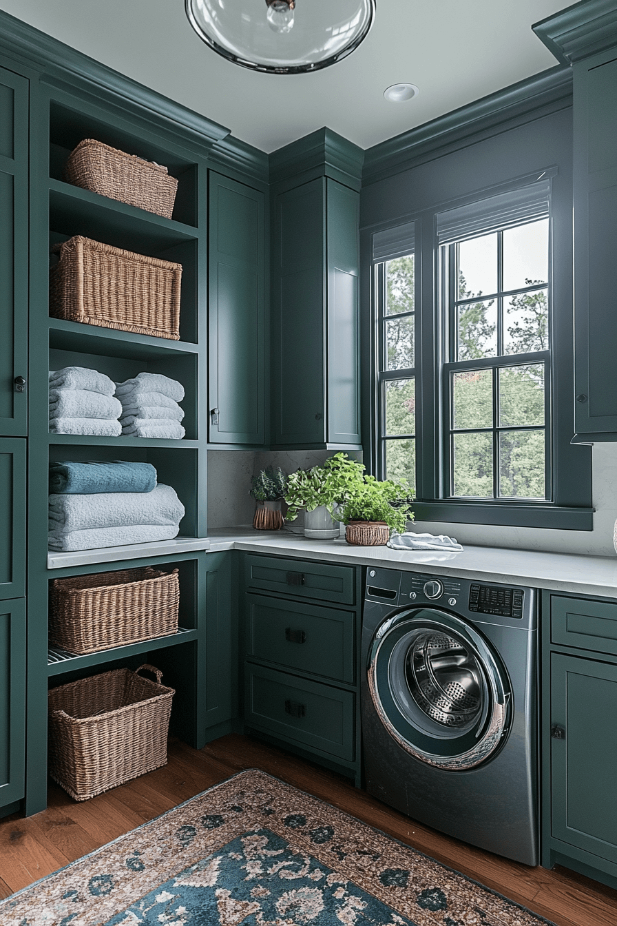 View of 29 Green Laundry Room Designs For A Cheerful And Refreshing Space ...
