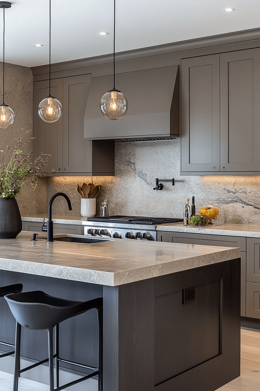 dark taupe kitchen cabinets