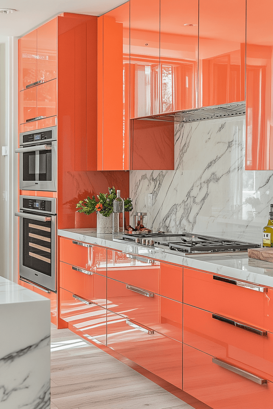 orange kitchen cabinets