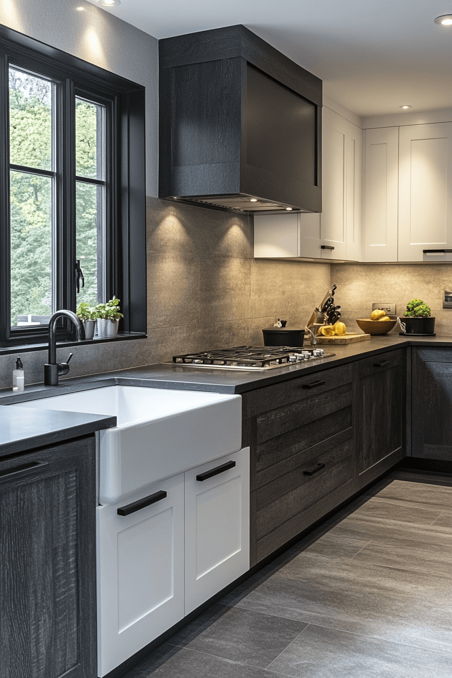 grey and white kitchen cabinets