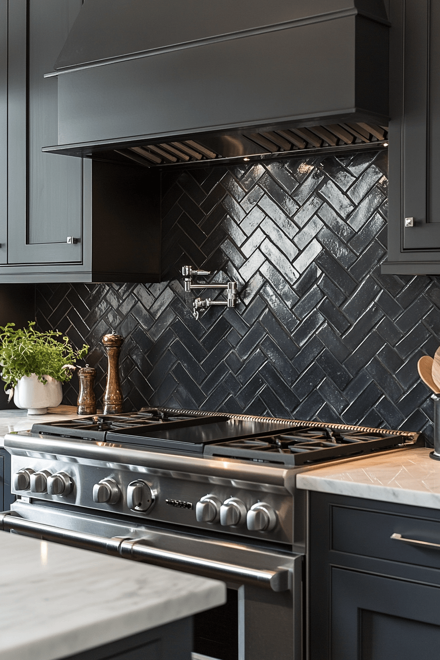 herringbone backsplash