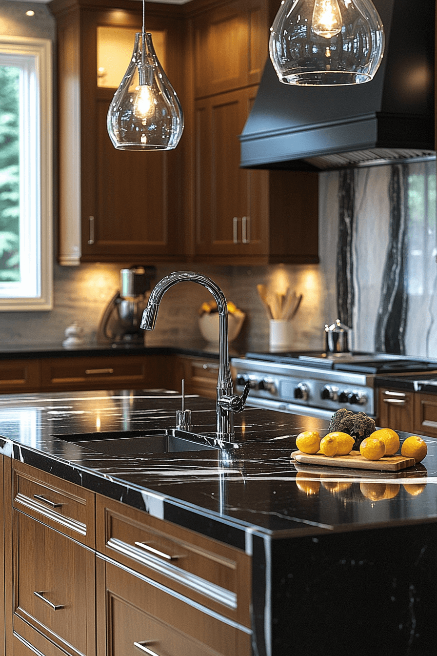 black marble countertops