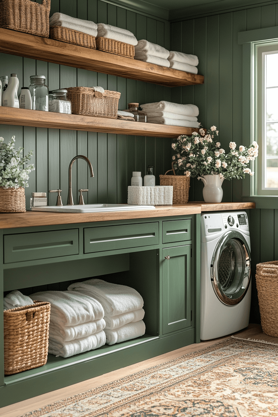 29 Green Laundry Room Designs For A Cheerful And Refreshing Space ...