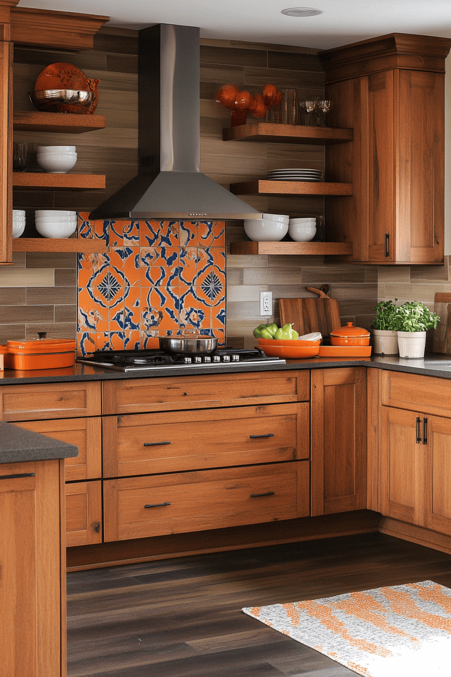 orange kitchen cabinets
