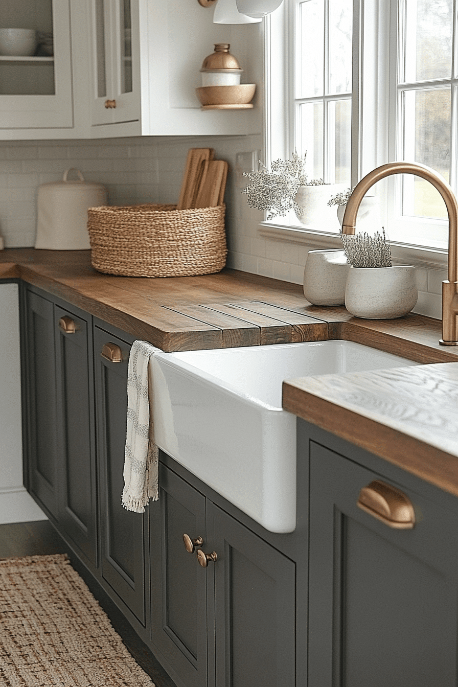 grey and white kitchen cabinets