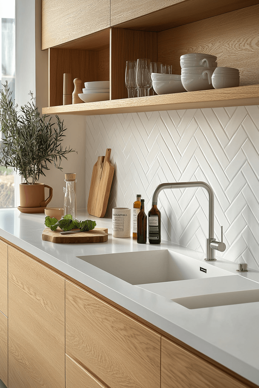 herringbone backsplash