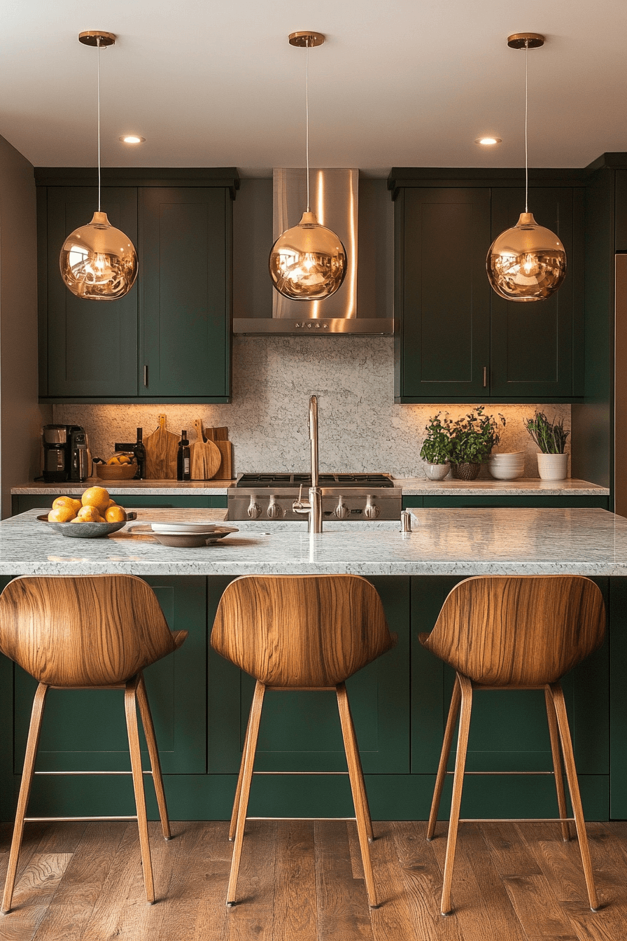 emerald green kitchen cabinets