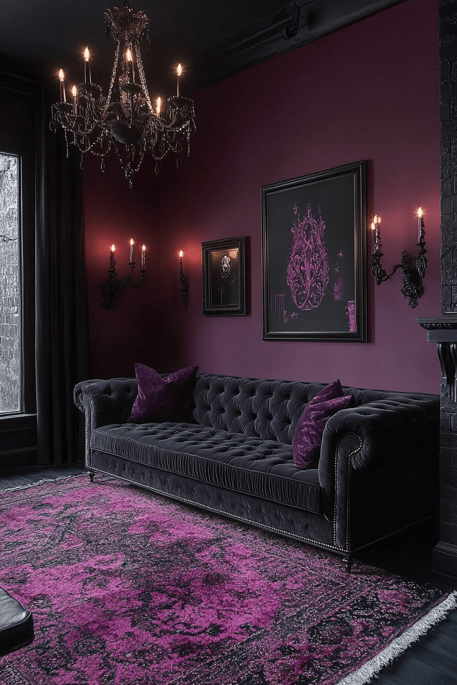 dark couch living room