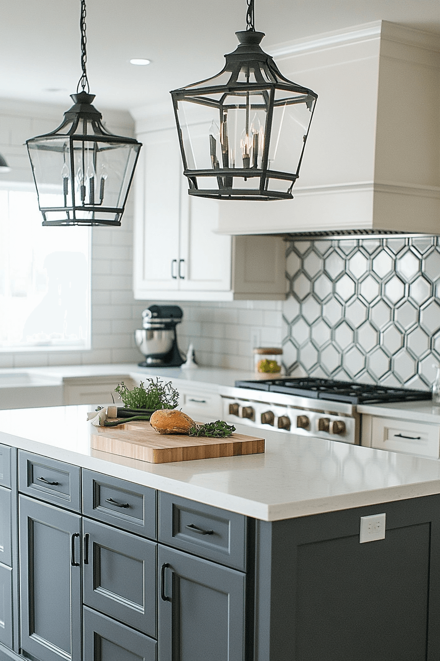 grey and white kitchen cabinets