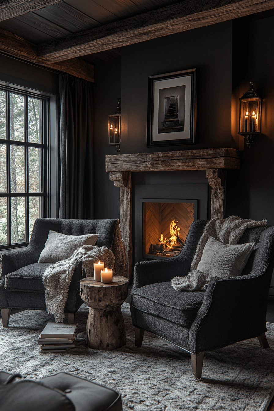 dark cottagecore living room