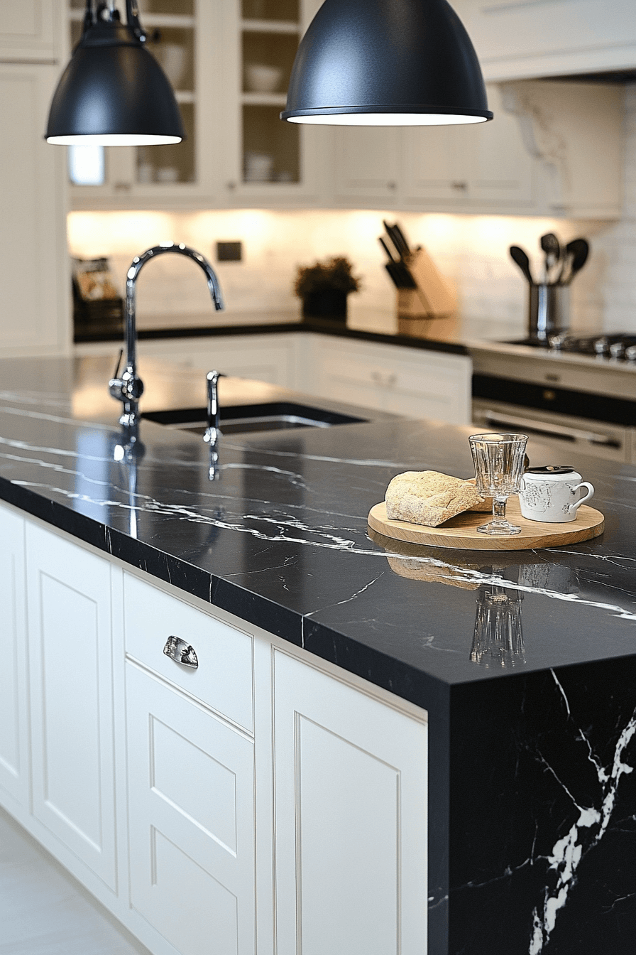 black marble countertops